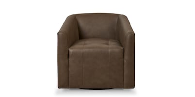Emory Leather Barrel Swivel Chair