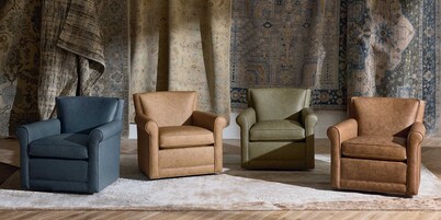 Jane Leather Roll Arm Swivel Chair
