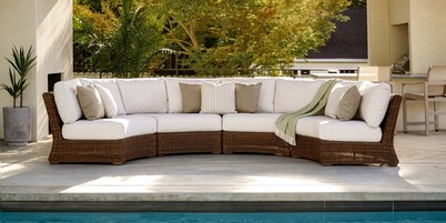 Huntington Outdoor Wicker Curved Armless Loveseat