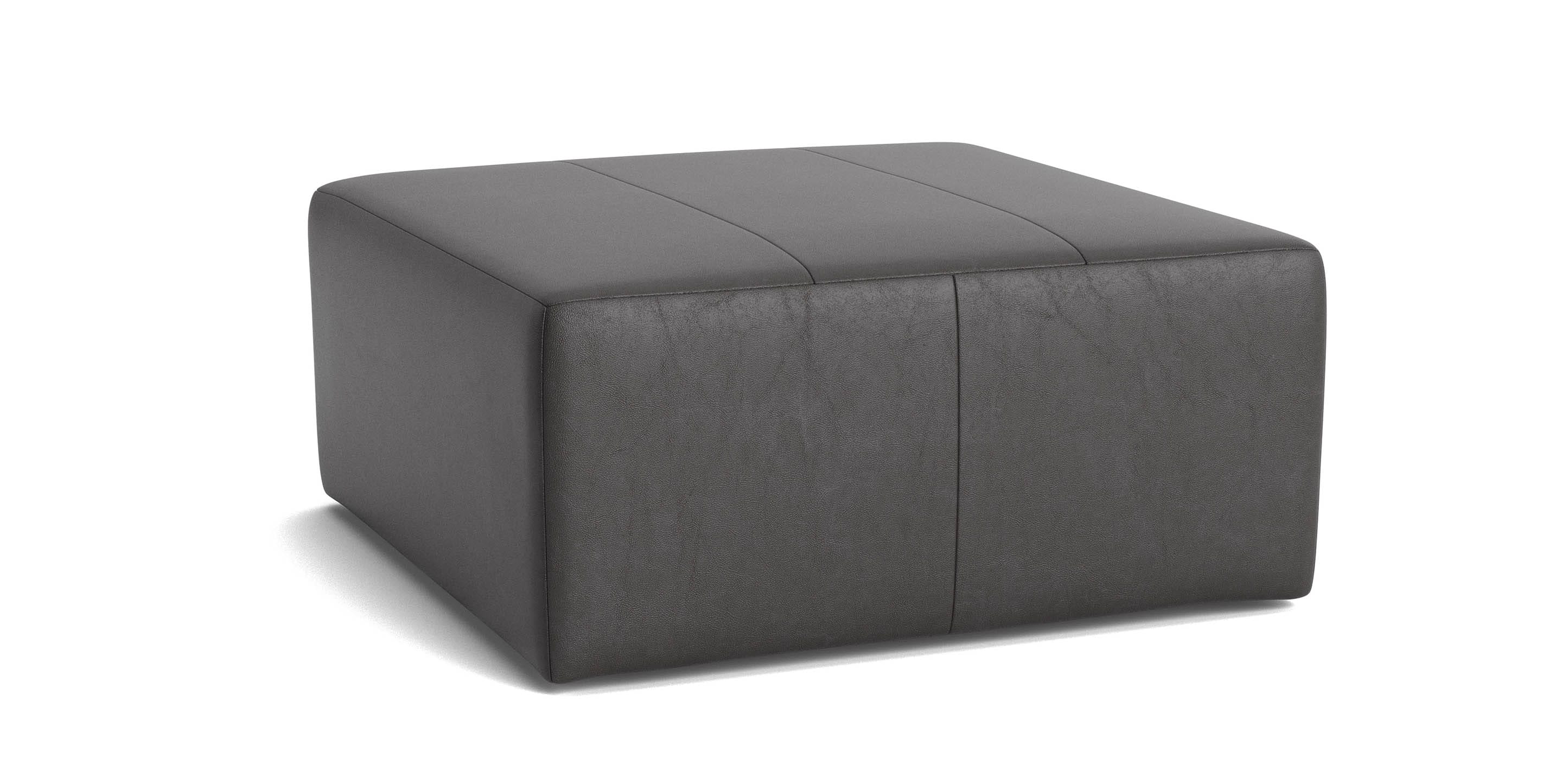 Kelly Leather Square Ottoman