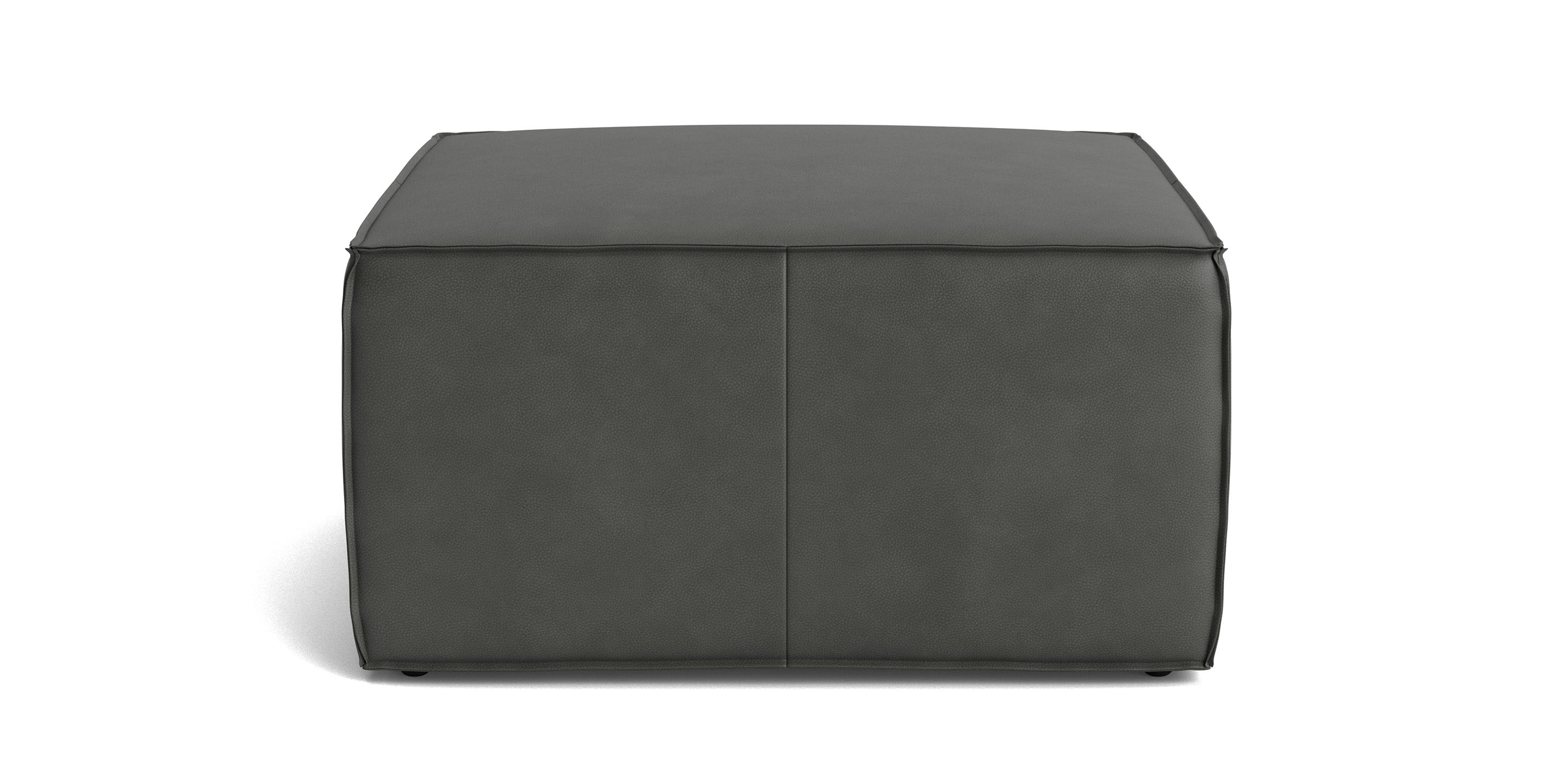 Rhonda Square Leather Ottoman - Thumbnail 2