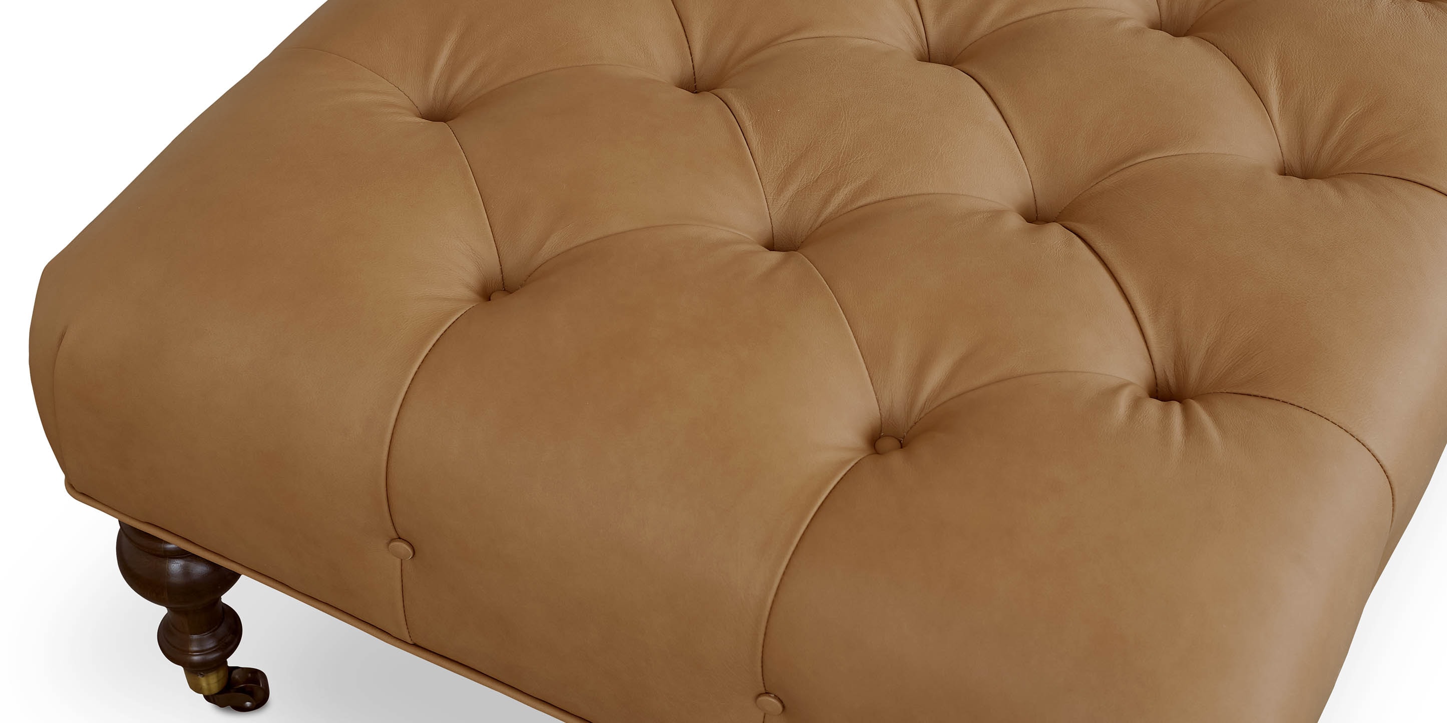 Belwood Tufted Leather Ottoman - Thumbnail 5