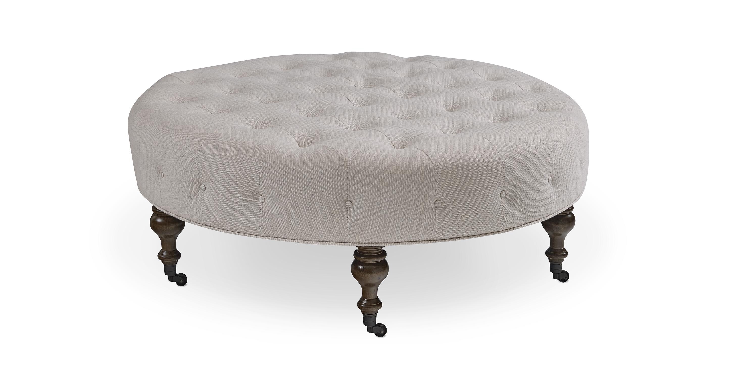 Belwood Tufted Round Ottoman - Thumbnail 3