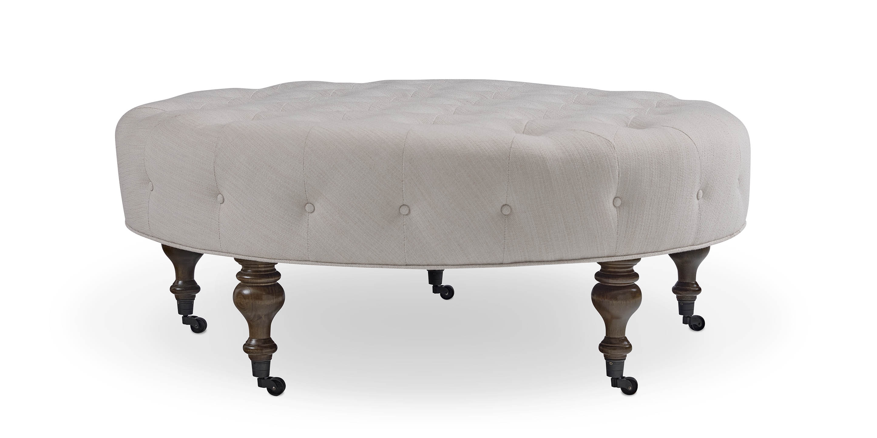 Belwood Tufted Round Ottoman - Thumbnail 2