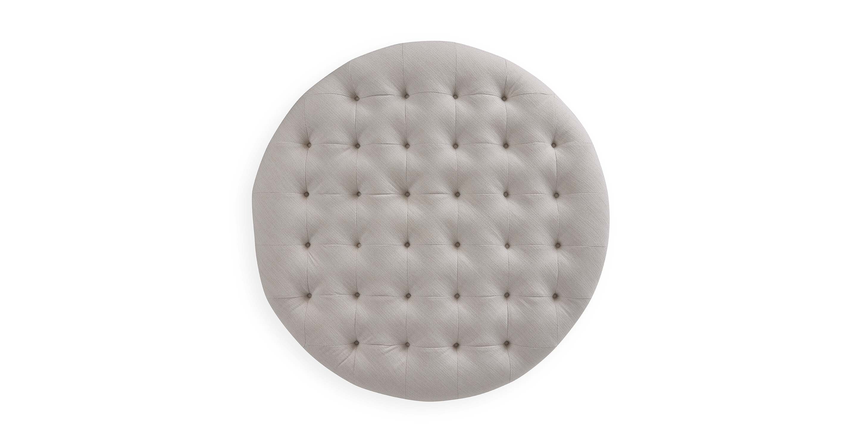 Belwood Tufted Round Ottoman - Thumbnail 4