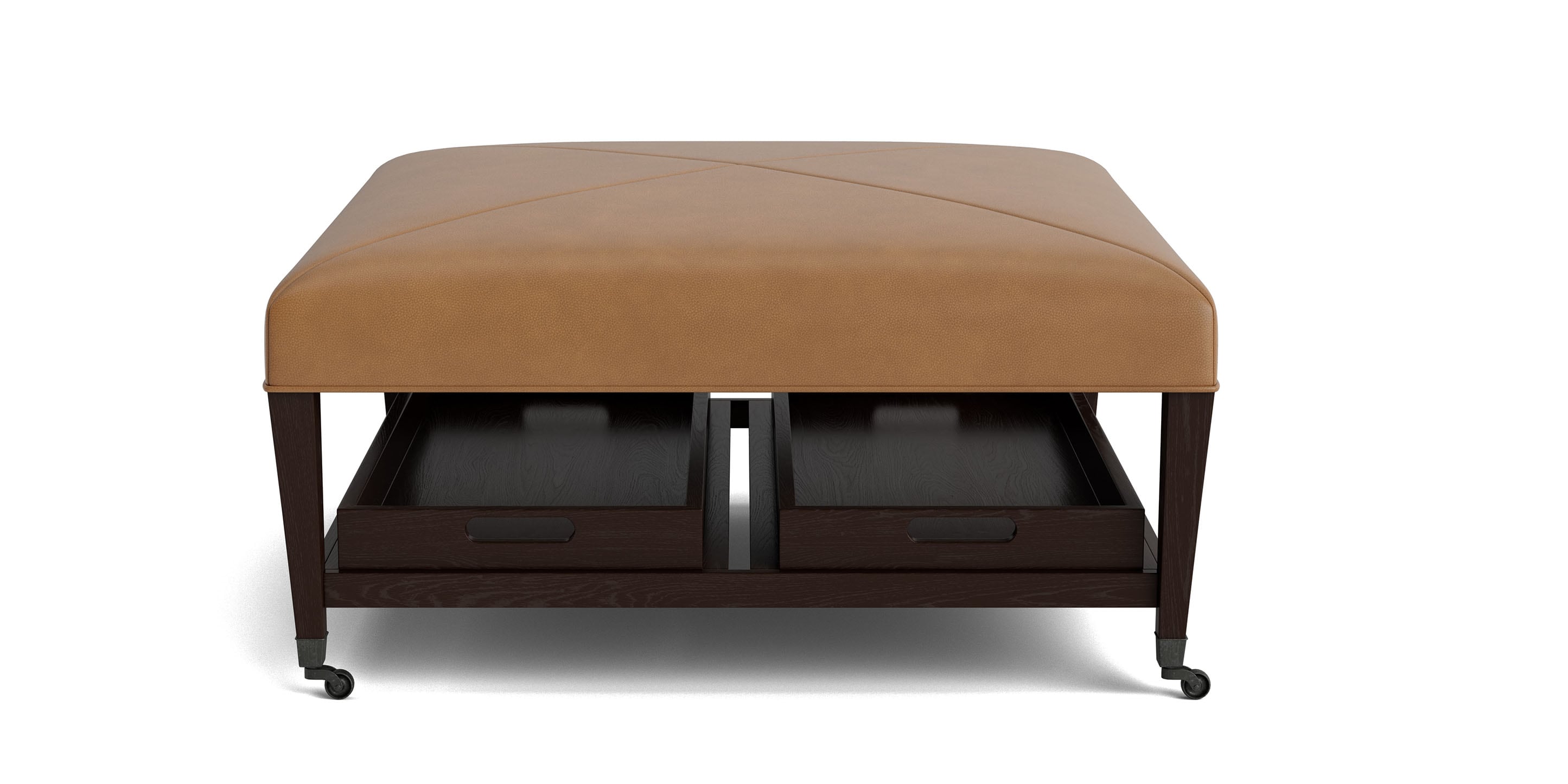 Kara Leather Ottoman with Trays and Casters - Thumbnail 4
