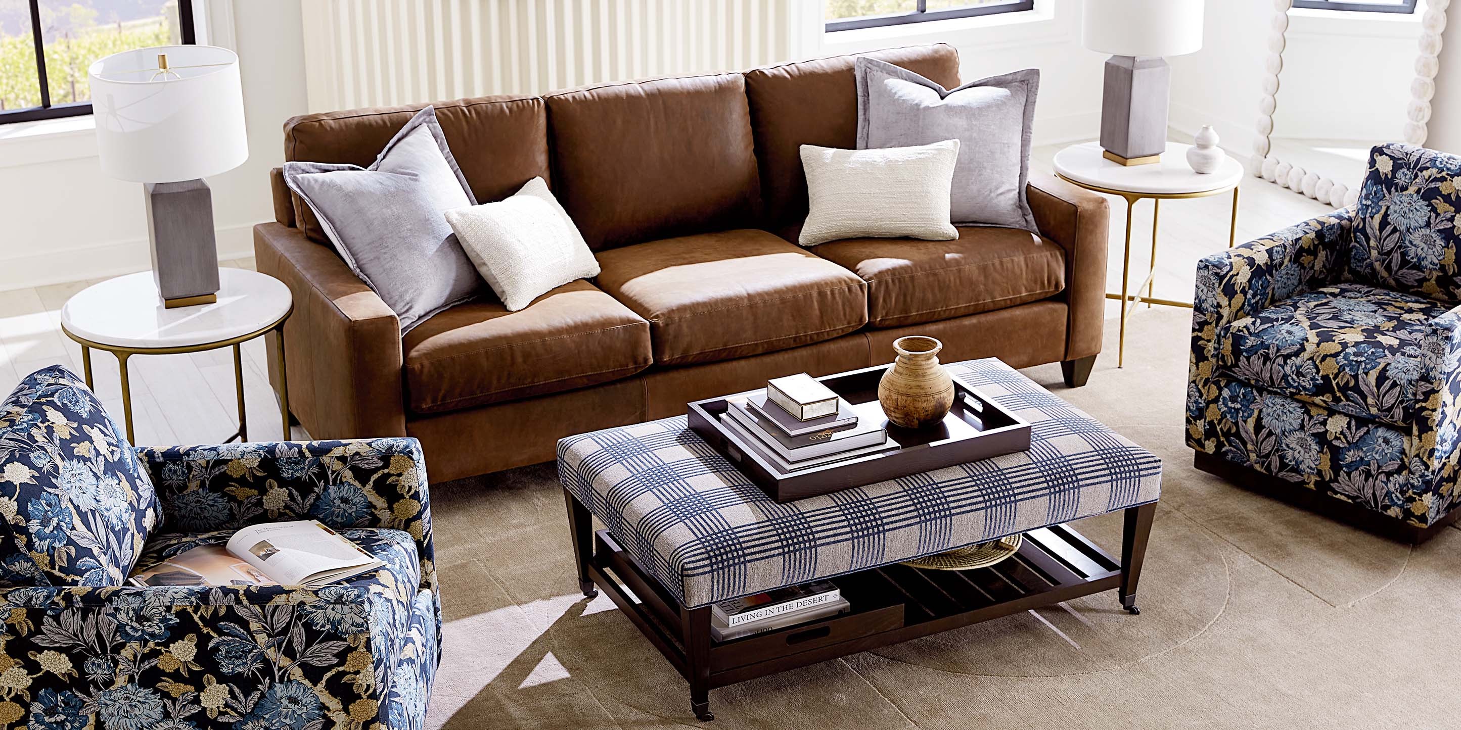 True Custom Leather Large Track Arm Studio Sofa - Thumbnail 2