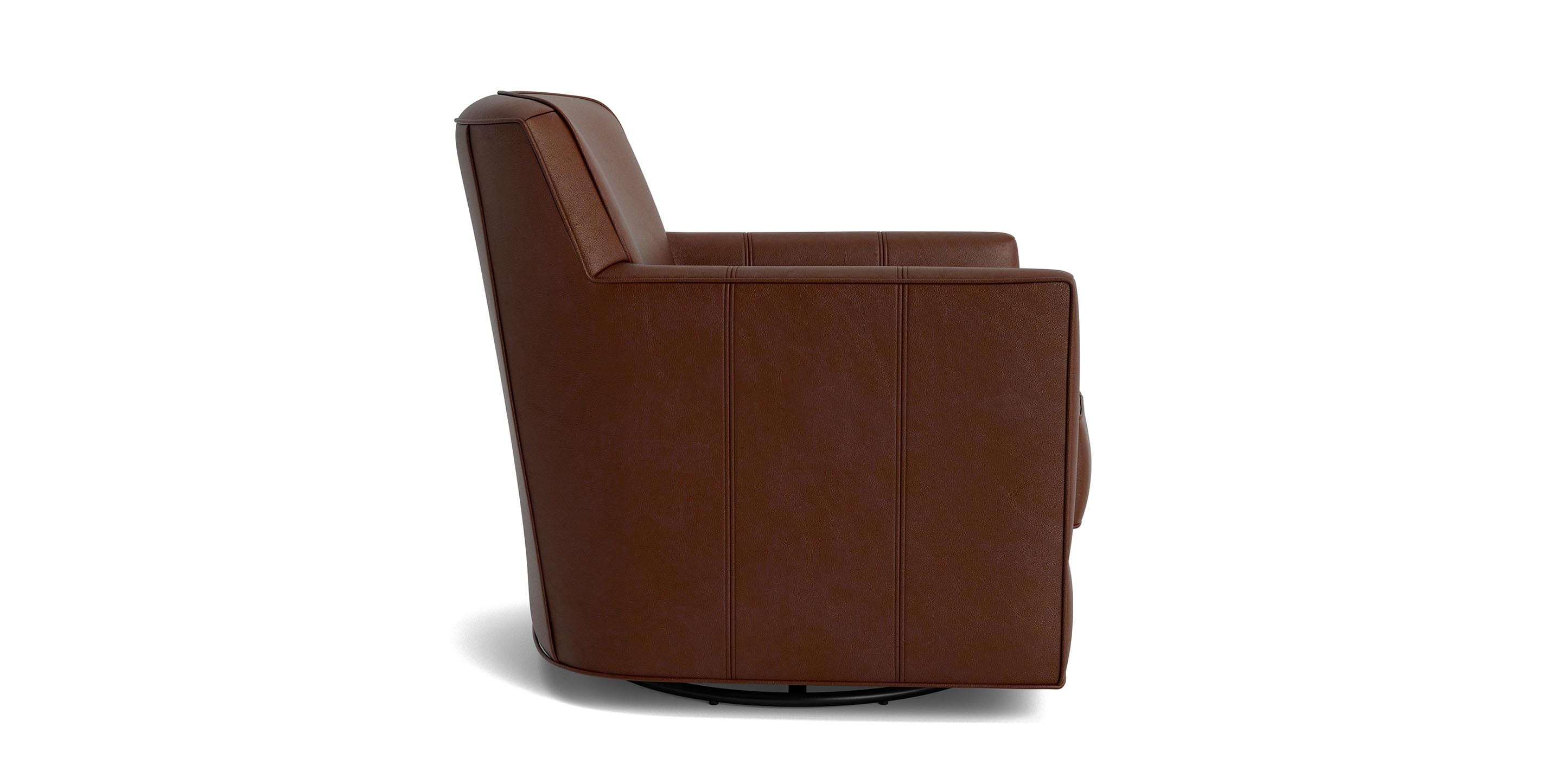 New American Living Leather Thin Track Arm Swivel Chair - Thumbnail 4