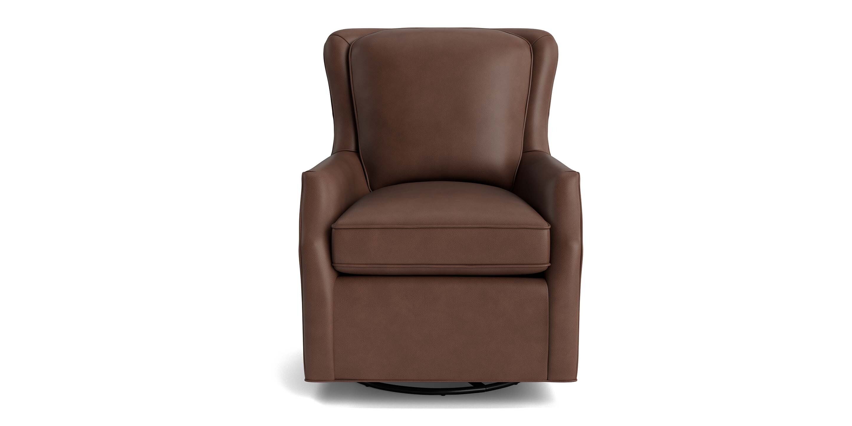 Kent Leather Slope Arm Swivel Chair - Thumbnail 4