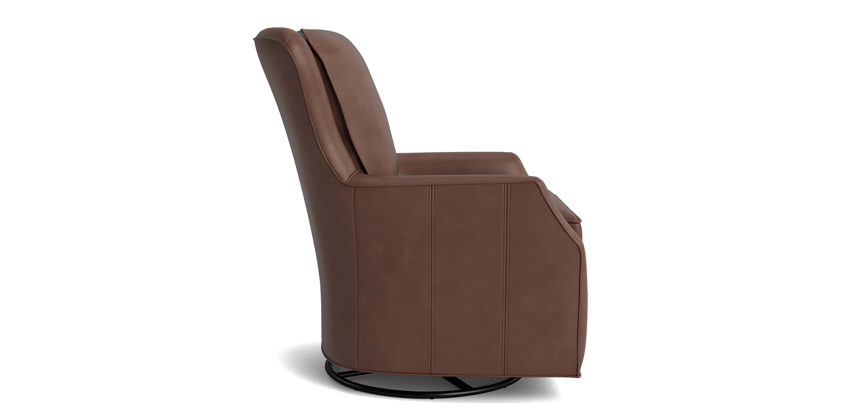 Kent Leather Slope Arm Swivel Chair - Thumbnail 3