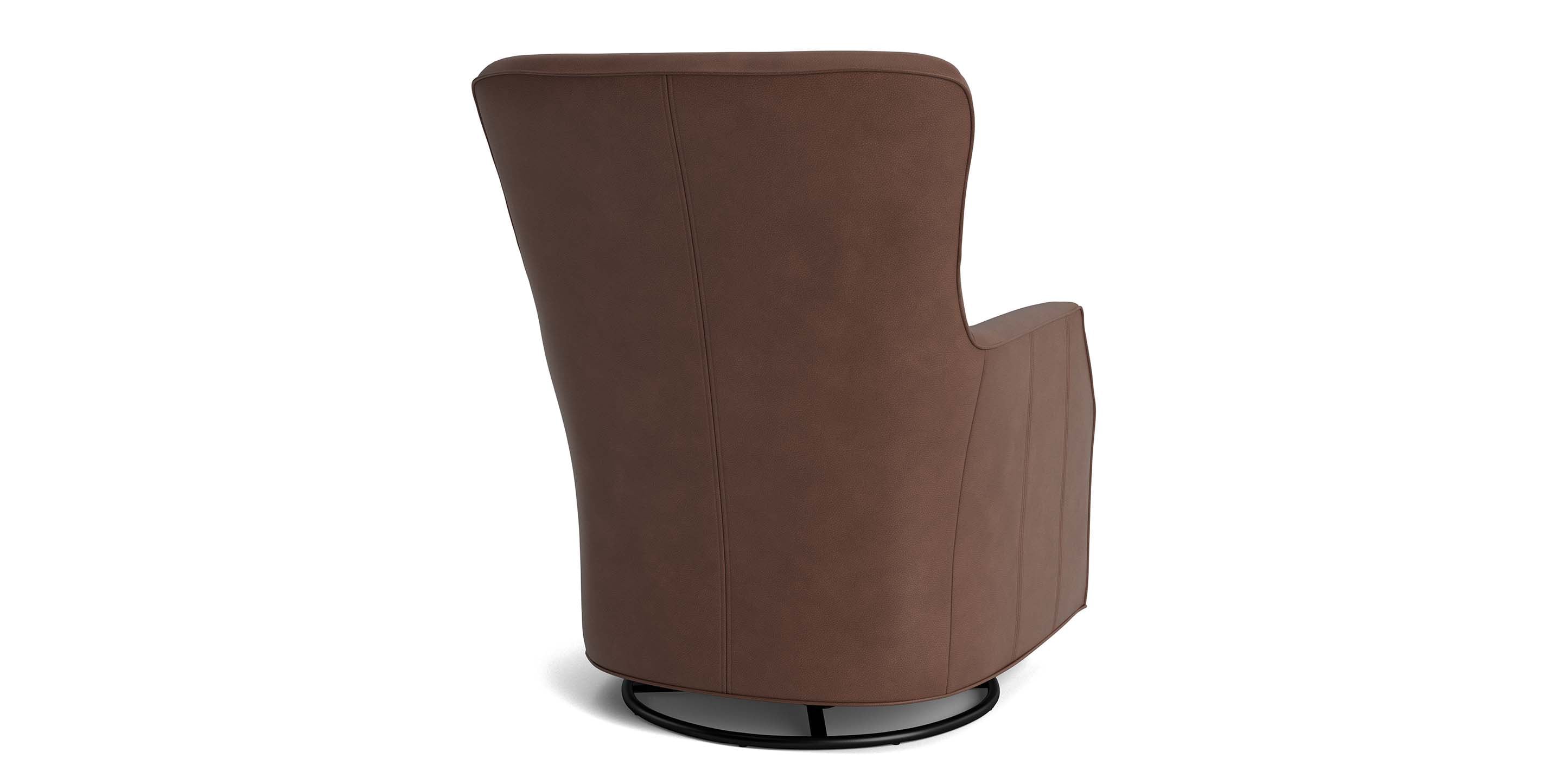 Kent Leather Slope Arm Swivel Glider - Thumbnail 4