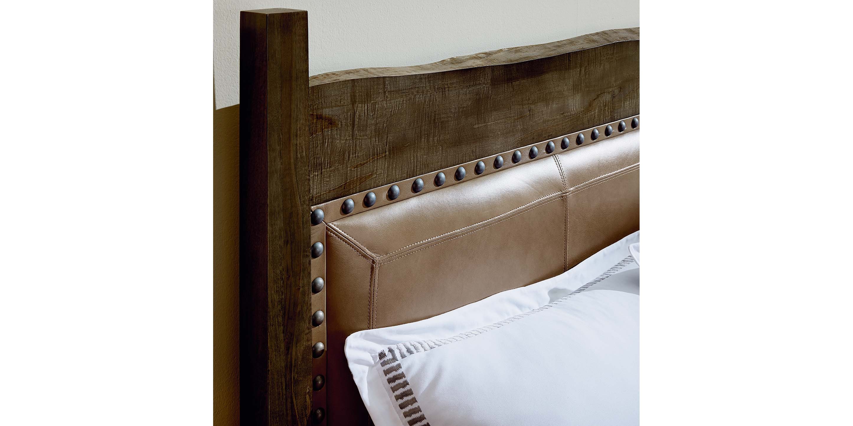 Heritage Live Edge Leather Upholstered Bed - Thumbnail 5