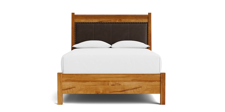Maple Queen Leather Panel Bed image number 1