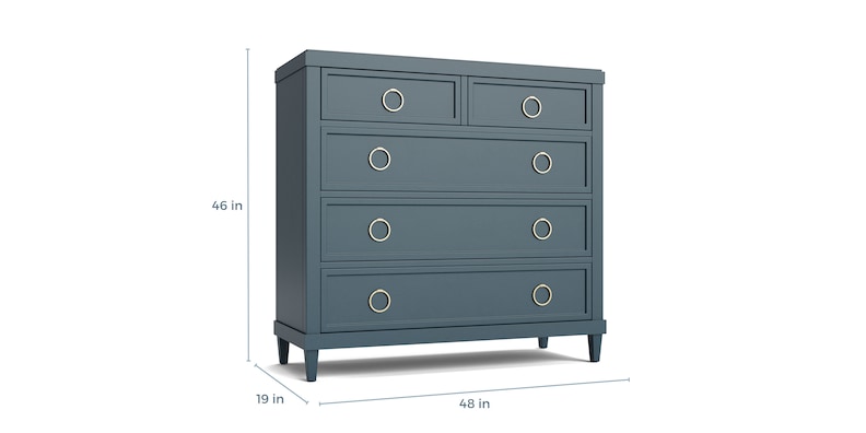 Ventura Colors Chest in Gray, 5 Drawer Chest by Bassett Furniture
