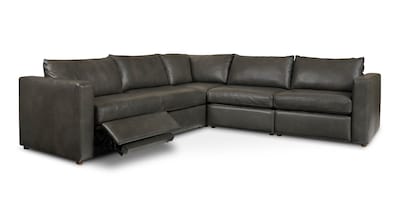 Beckham Motion Leather Wide Arm L-Shaped Reclining Sectional