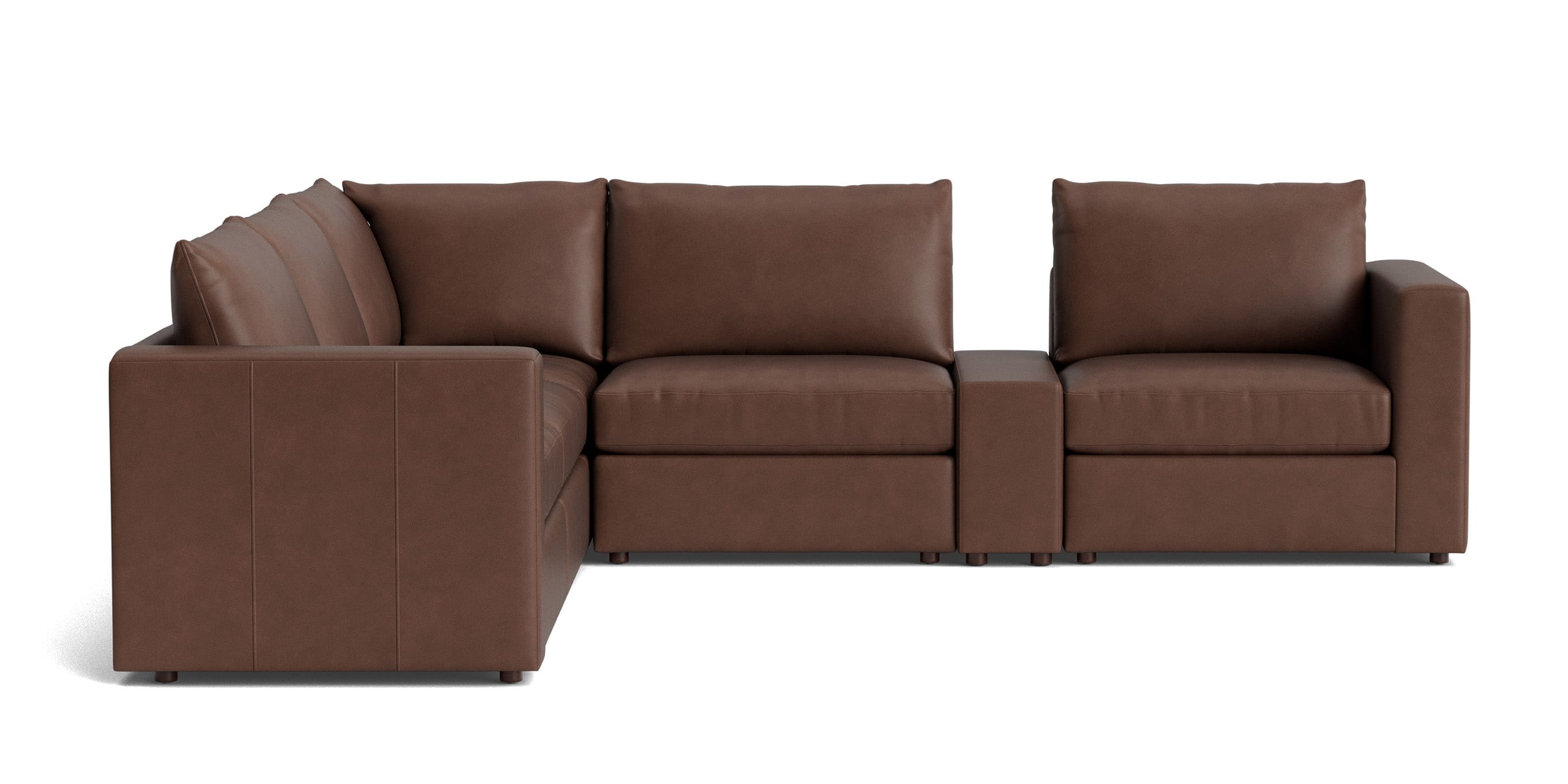 Beckham Track Arm Leather Modular Sectional with Console