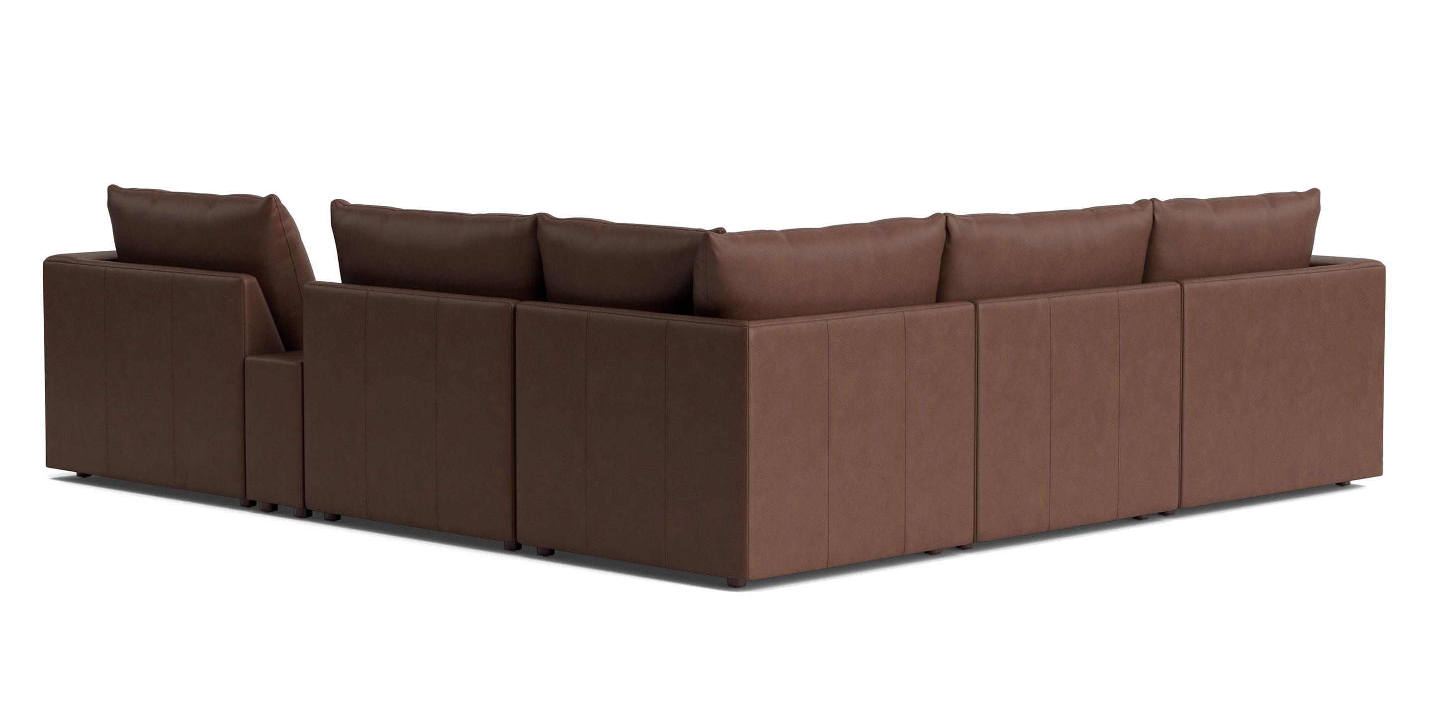 Beckham Track Arm Leather Modular Sectional with Console - Thumbnail 3
