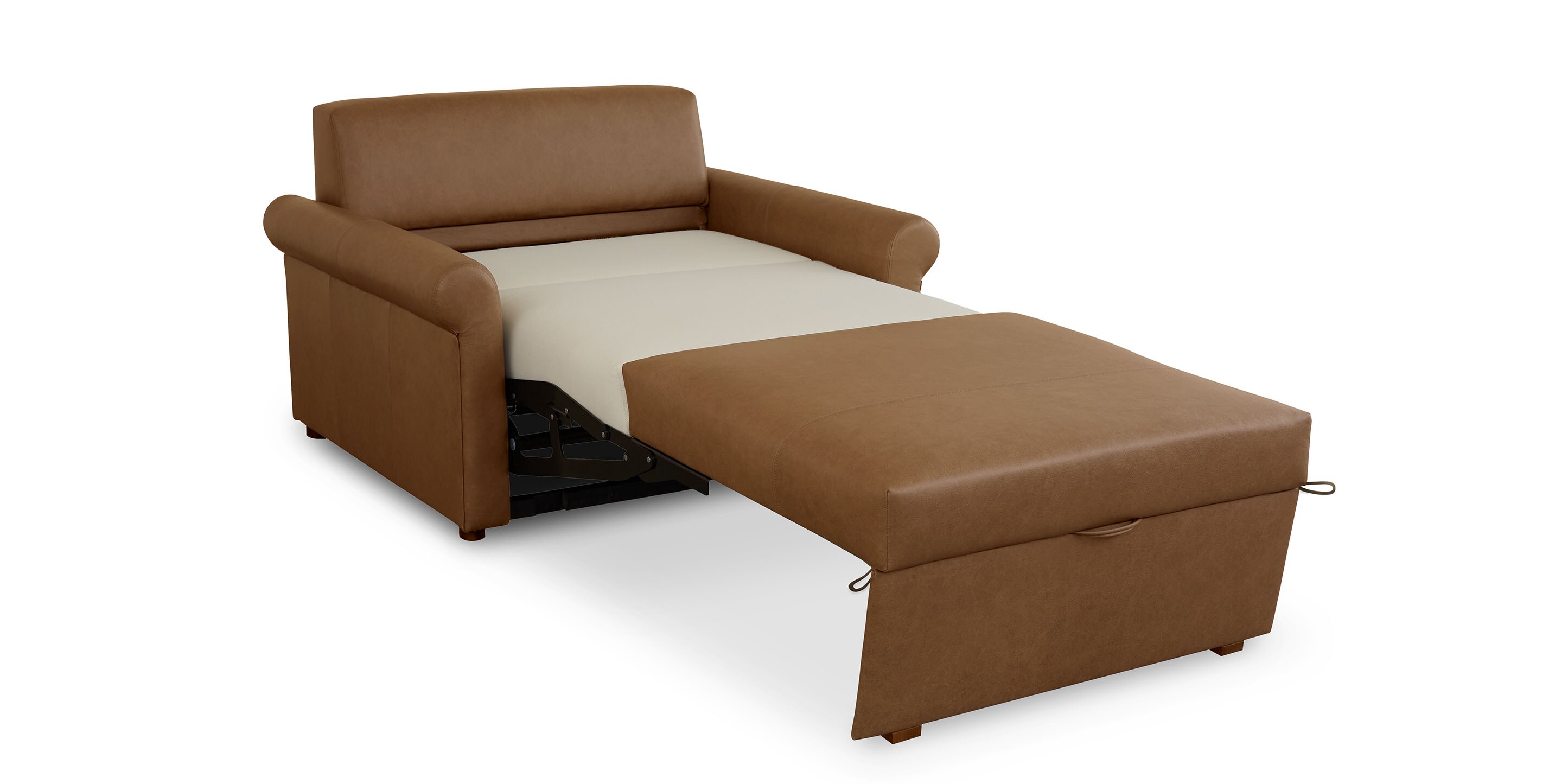 Z4 Leather Roll Arm Twin Sleeper Chair