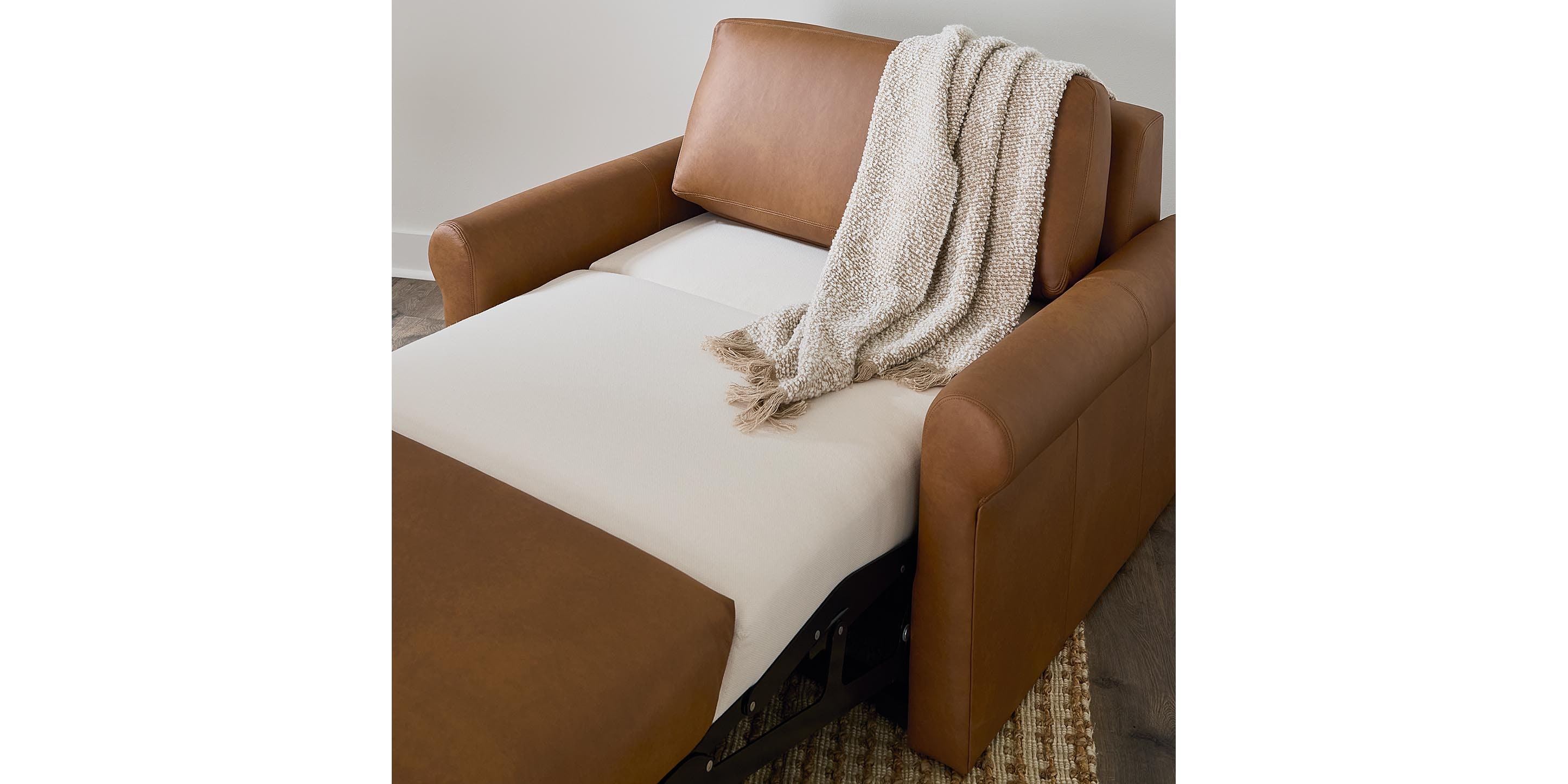 Z4 Leather Roll Arm Twin Sleeper Chair | Bassett Furniture