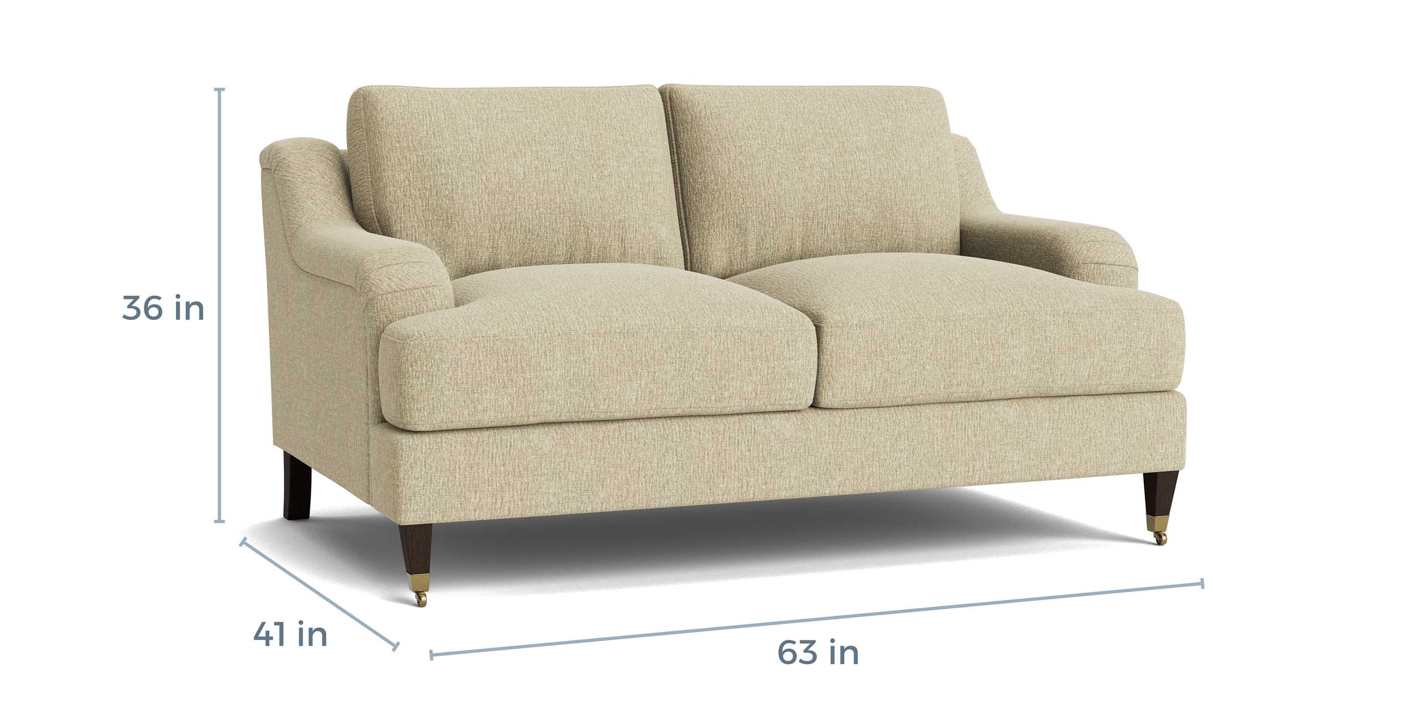Stockten English Arm Loveseat with Casters - Thumbnail 4