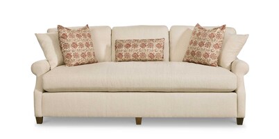 Audrey Roll Arm Bench Seat Sofa with Accent Pillows