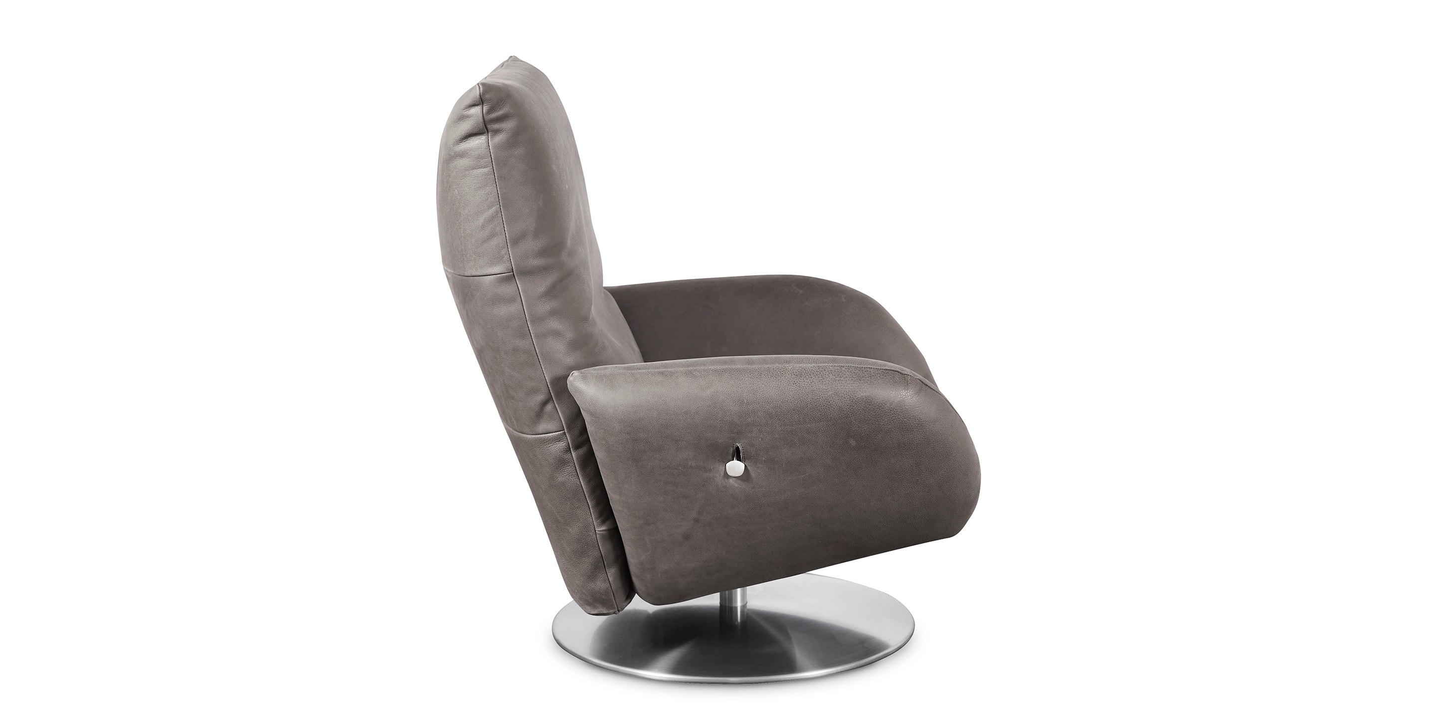 Ranlo Leather Swivel Arm Chair - Thumbnail 2