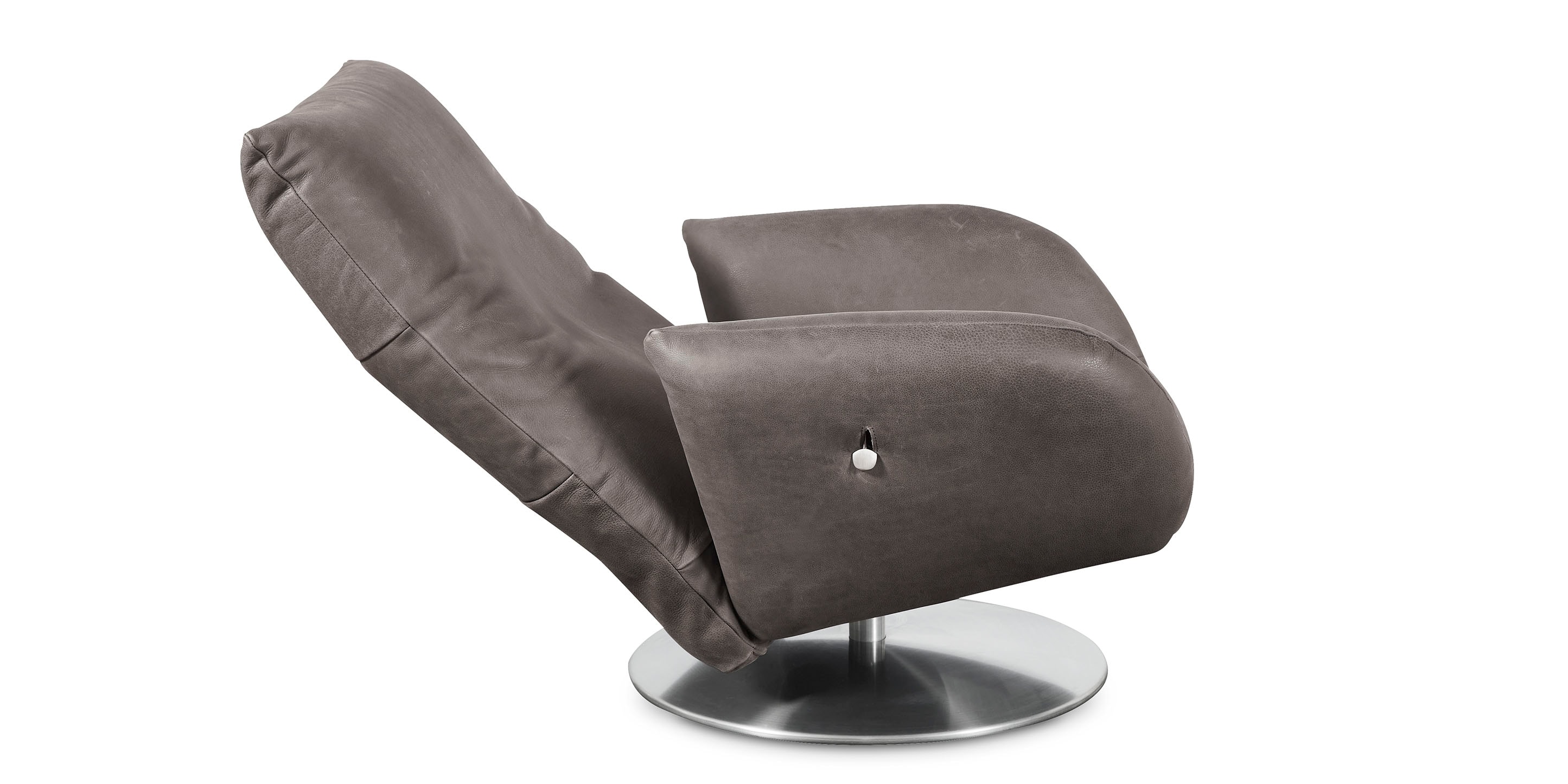 Ranlo Leather Swivel Arm Chair - Thumbnail 4