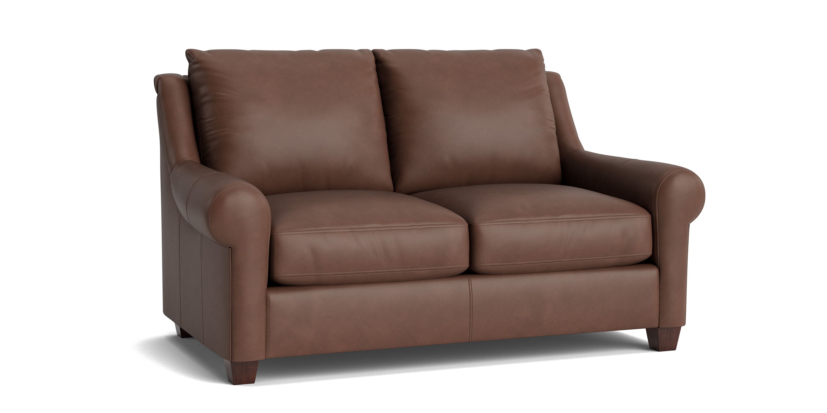Ellery Leather Roll Arm Loveseat - Thumbnail 2