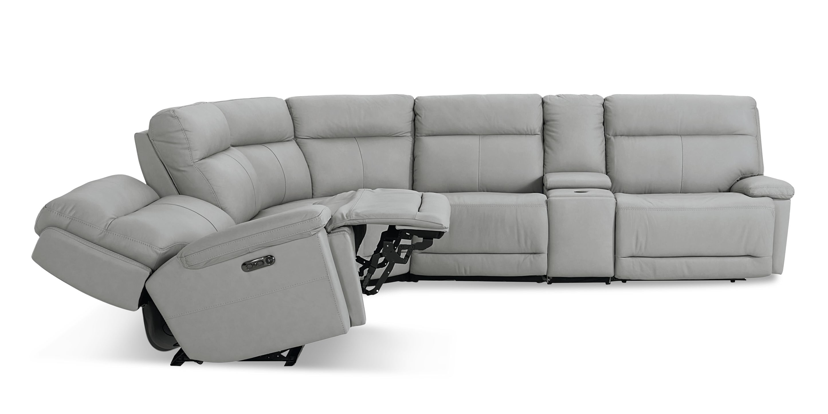 Fletcher Leather Power Reclining Sectional - Thumbnail 4