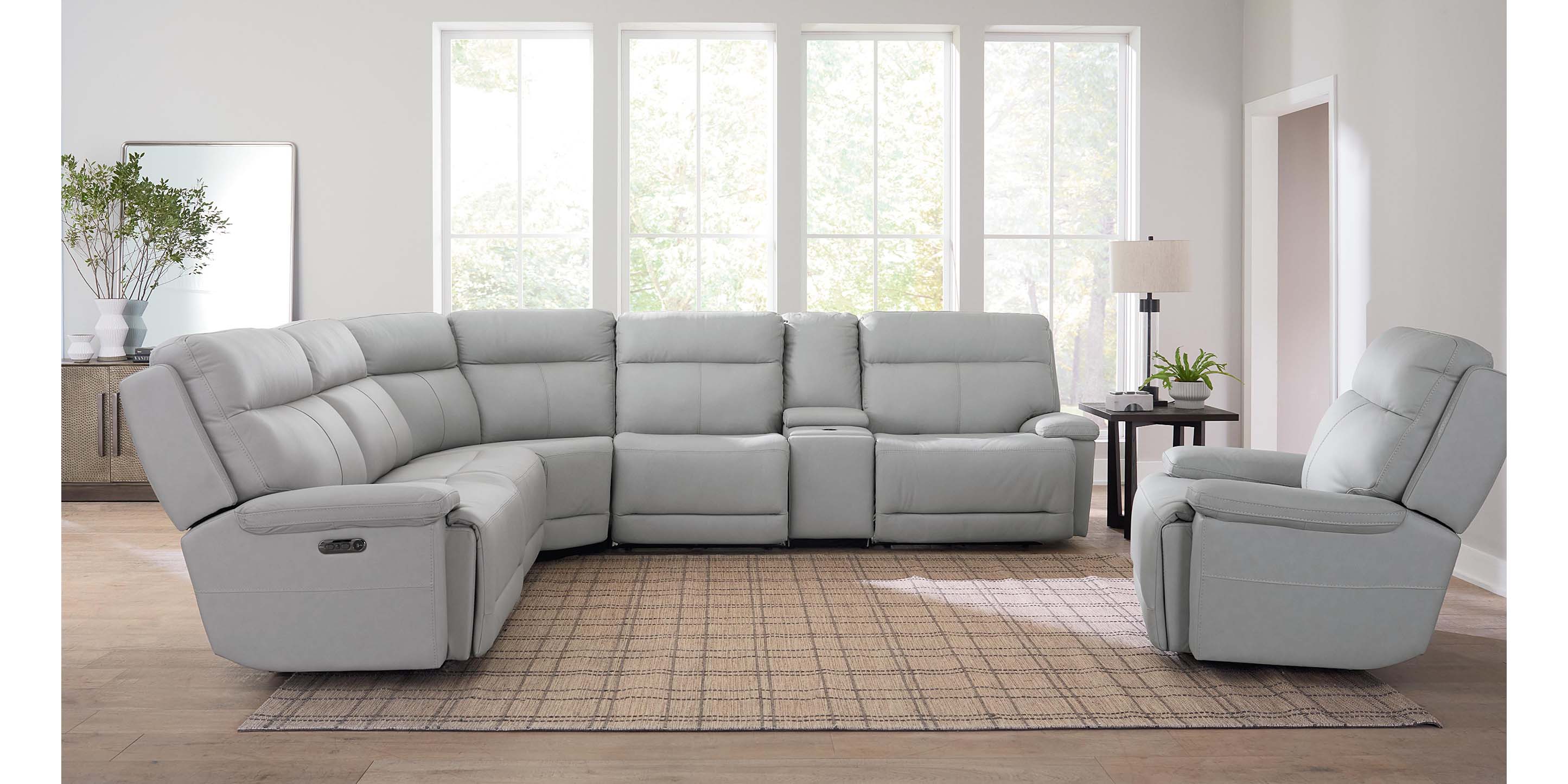 Fletcher Leather Power Reclining Sectional - Thumbnail 5