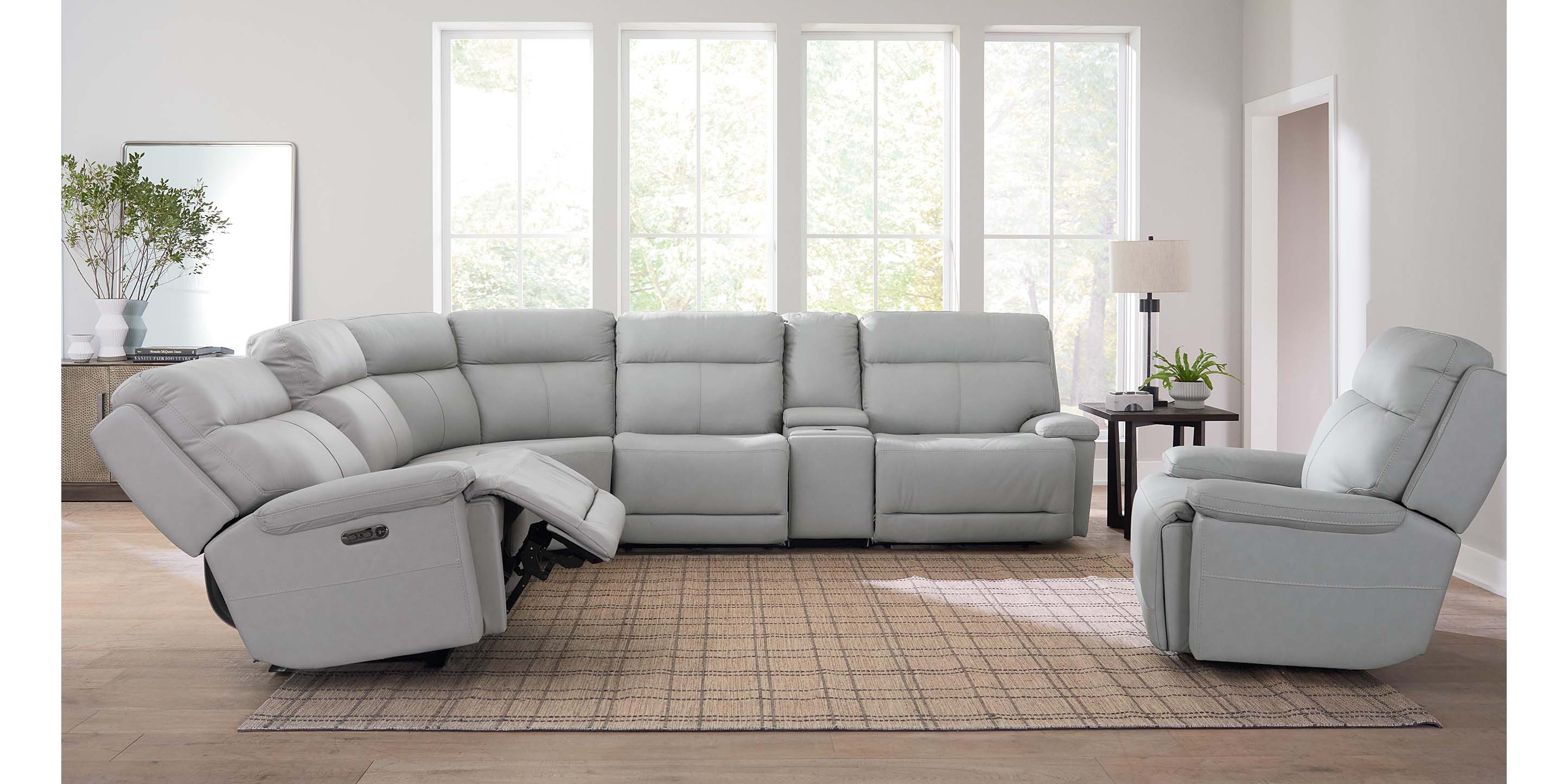 Fletcher Leather Power Reclining Sectional - Thumbnail 2