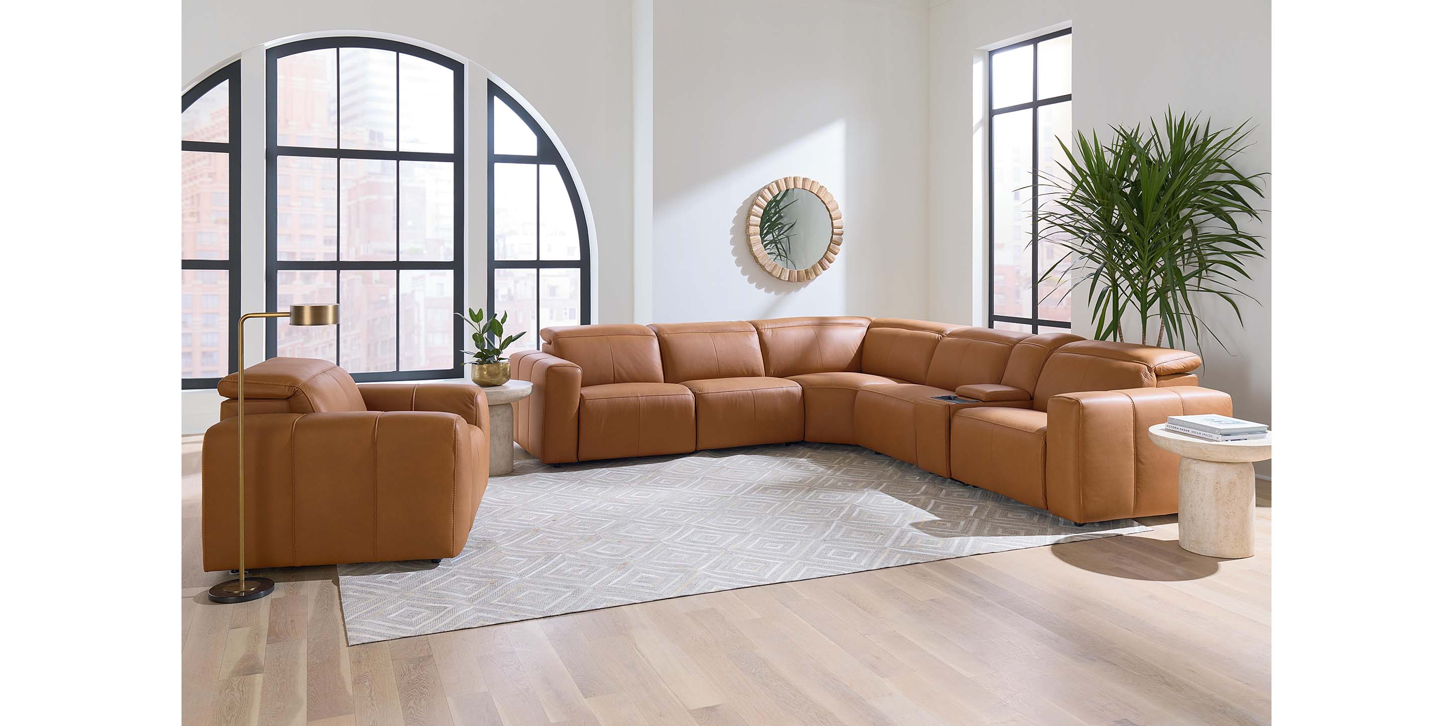 Airy Leather Power Reclining Sectional - Thumbnail 5