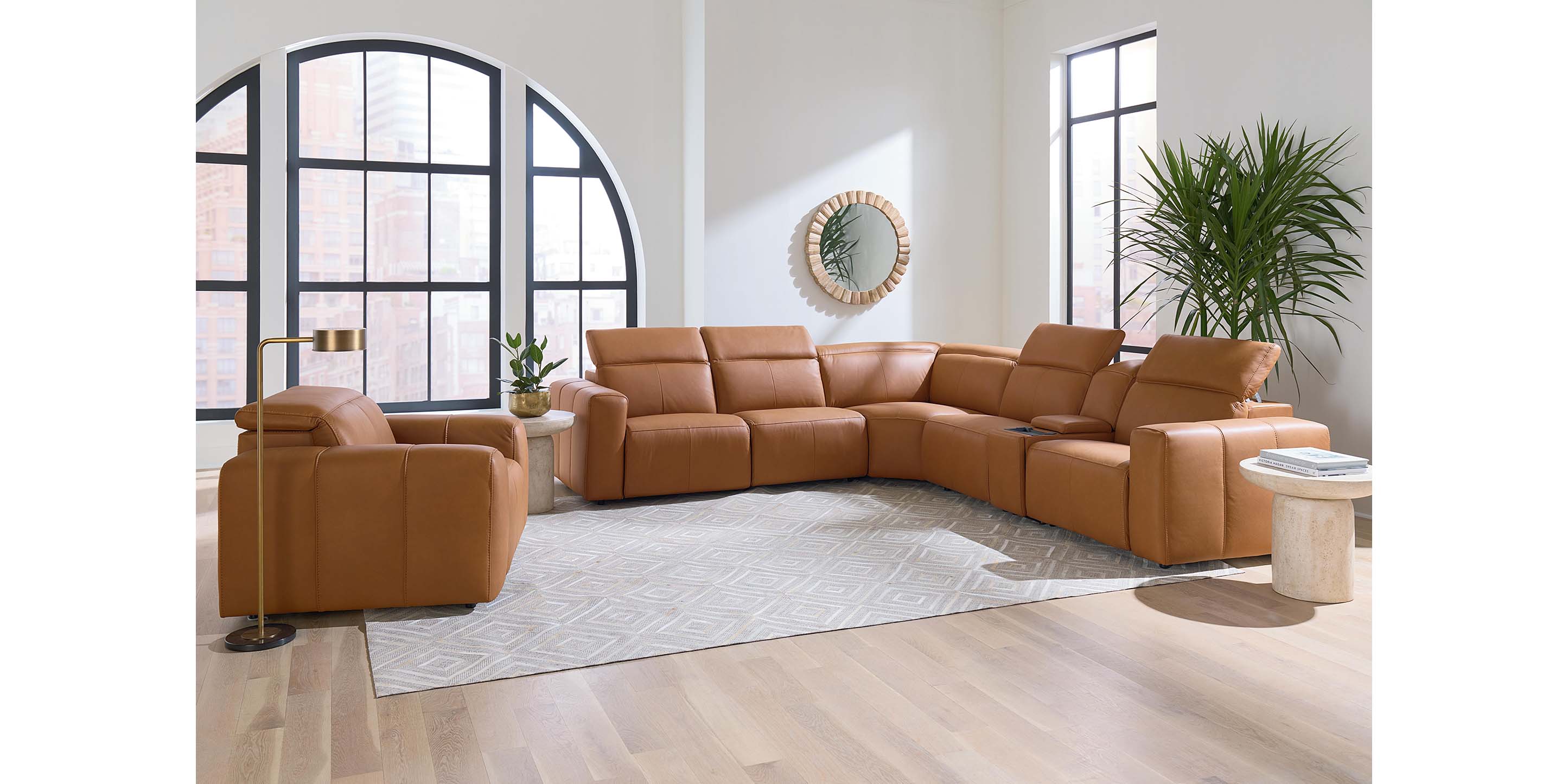 Airy Leather Power Reclining Sectional - Thumbnail 3