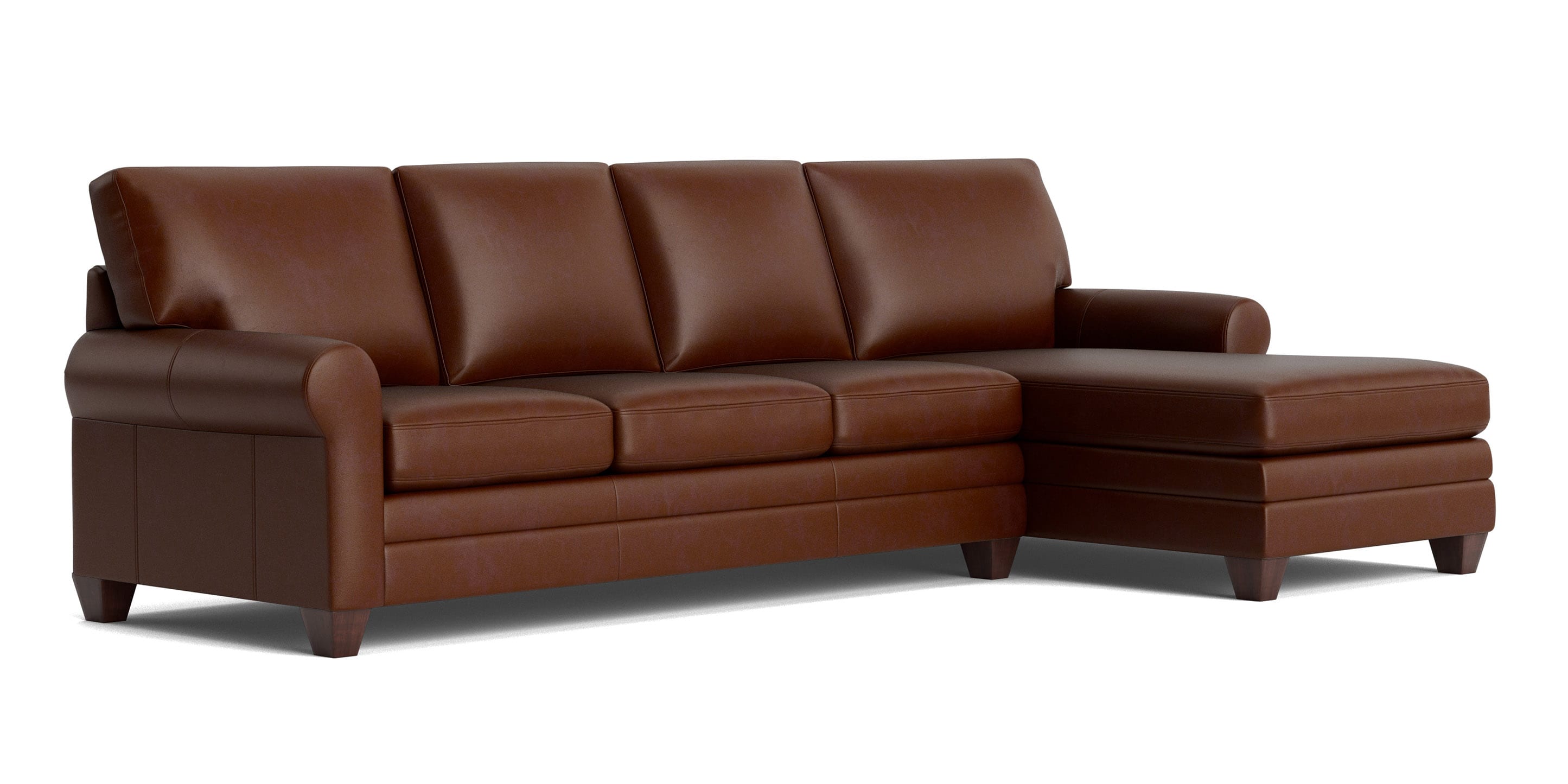 Carolina Leather Roll Arm Chaise Sectional - Thumbnail 3