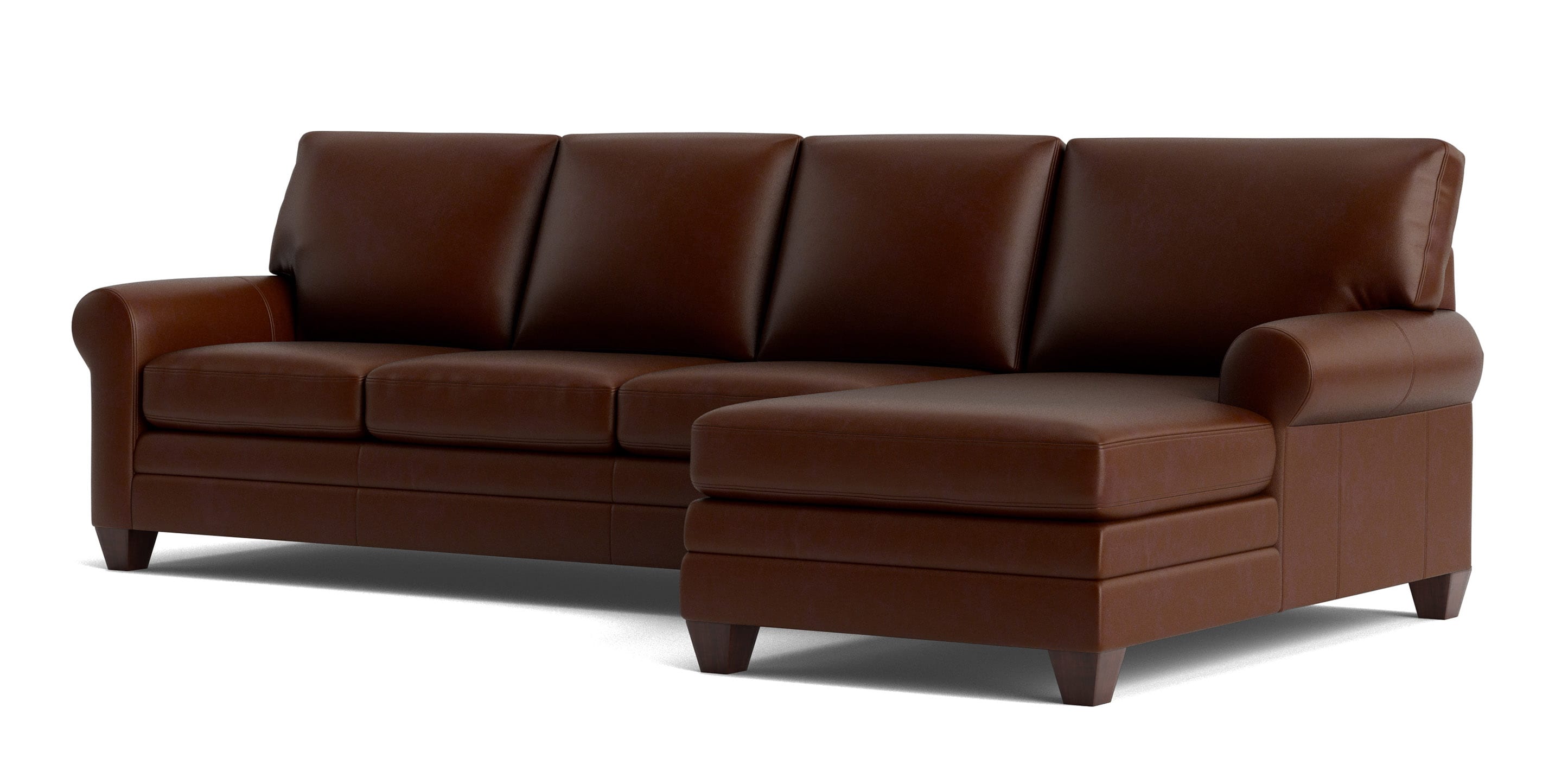 Carolina Leather Roll Arm Chaise Sectional - Thumbnail 2