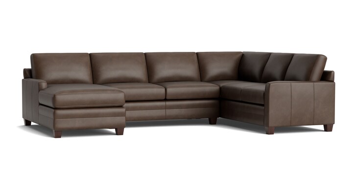 Leather Thin Track Arm U Sectional image number 2