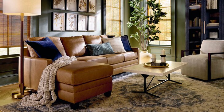 Leather Thin Track R Chaise Sectional image number 1