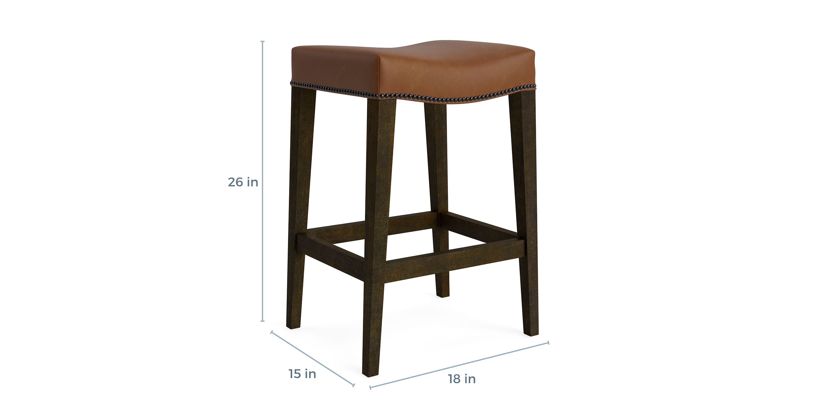 Vail Leather Saddle Counter Stool - Thumbnail 3