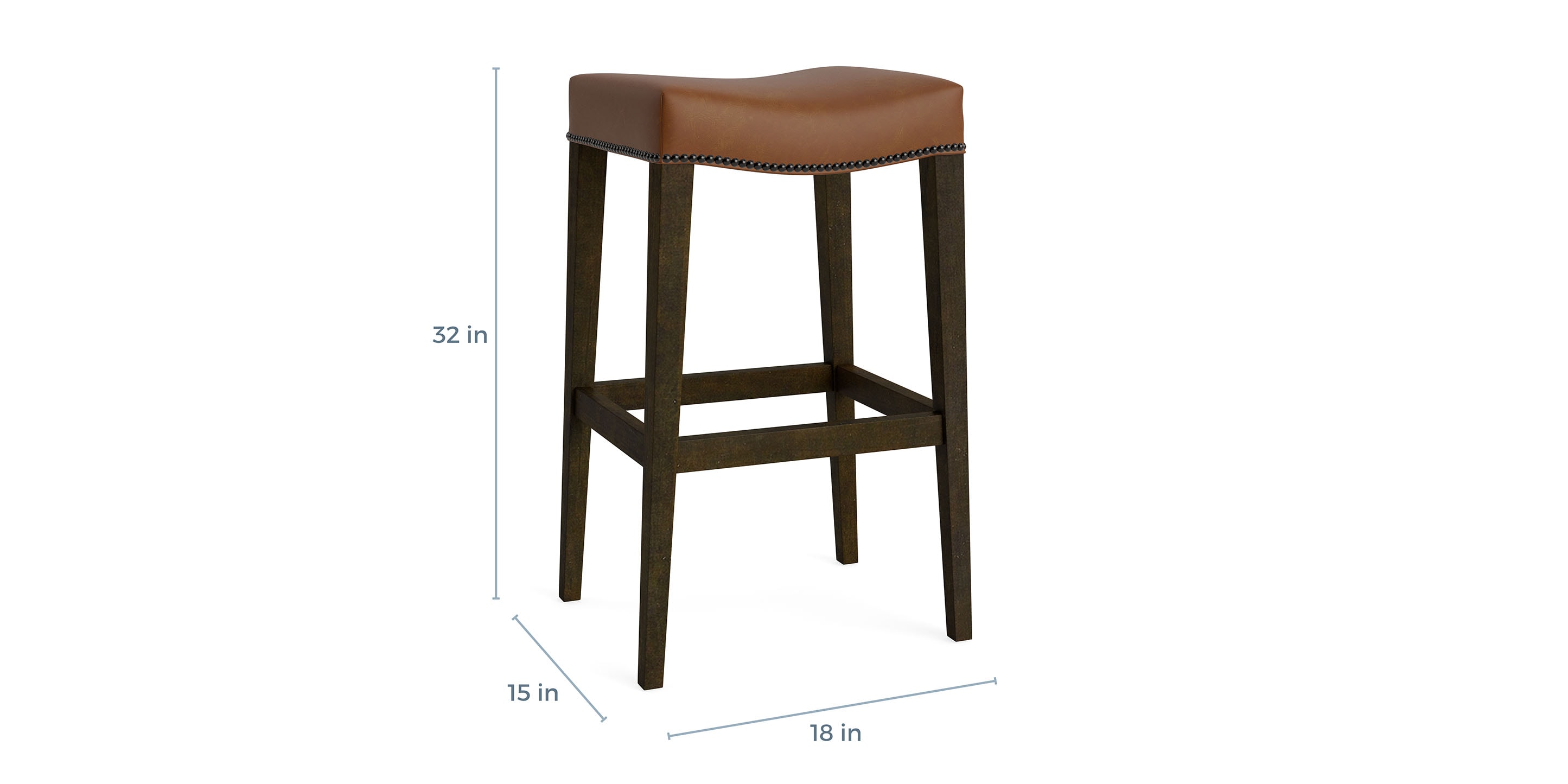Vail Leather Saddle Bar Stool - Thumbnail 4