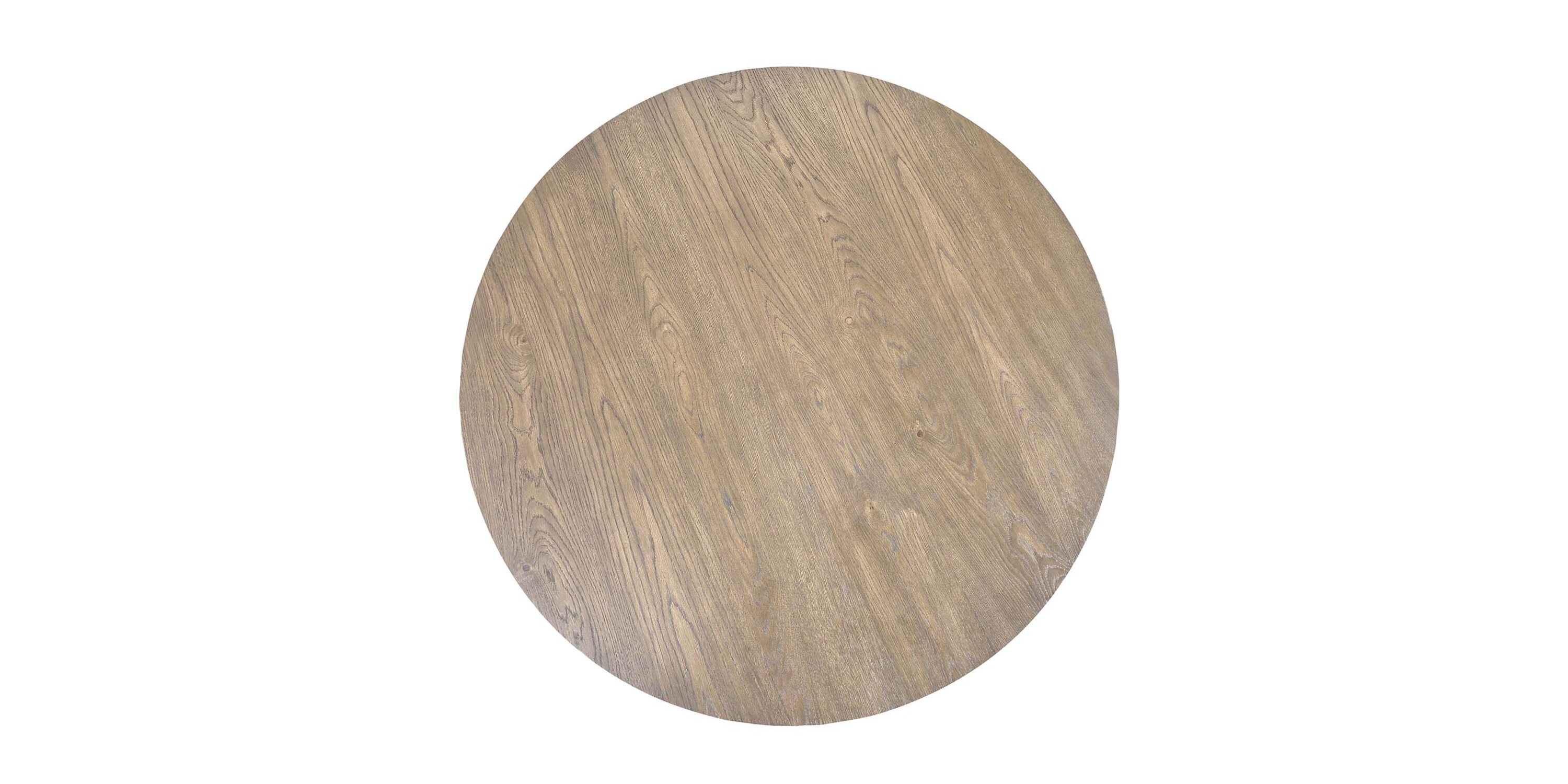 Round plinth cocktail table top view.
