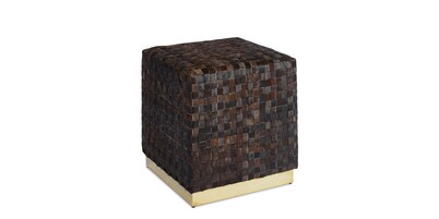 Ashton Leather Hide Woven Ottoman