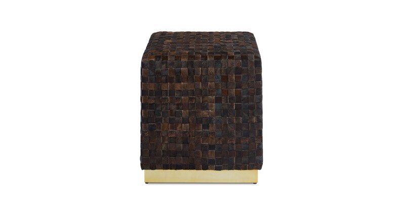 Ashton Leather Hide Woven Ottoman image number 1