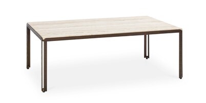 Arlen Rectangular Stone + Iron Cocktail Table