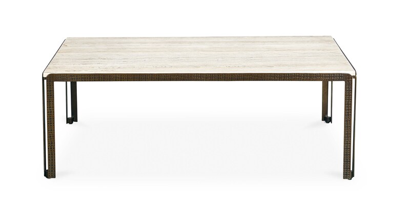 Arlen Rectangular Stone + Iron Cocktail Table image number 1