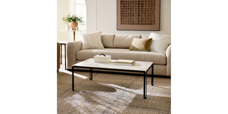 Arlen Rectangular Stone + Iron Cocktail Table image number 2