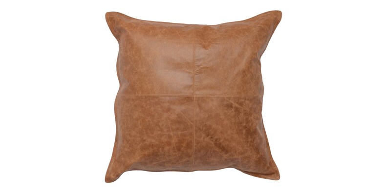 Dumont Leather Chestnut Square Pillow Cover + Insert image number 0