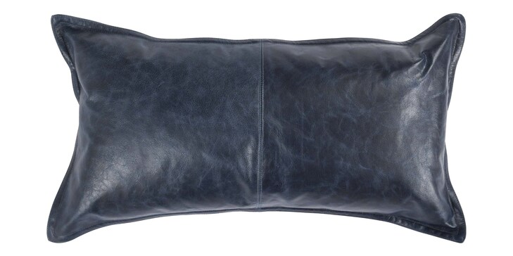 Dupont Leather Naval Night Blue Lumbar Pillow Cover + Insert image number 0