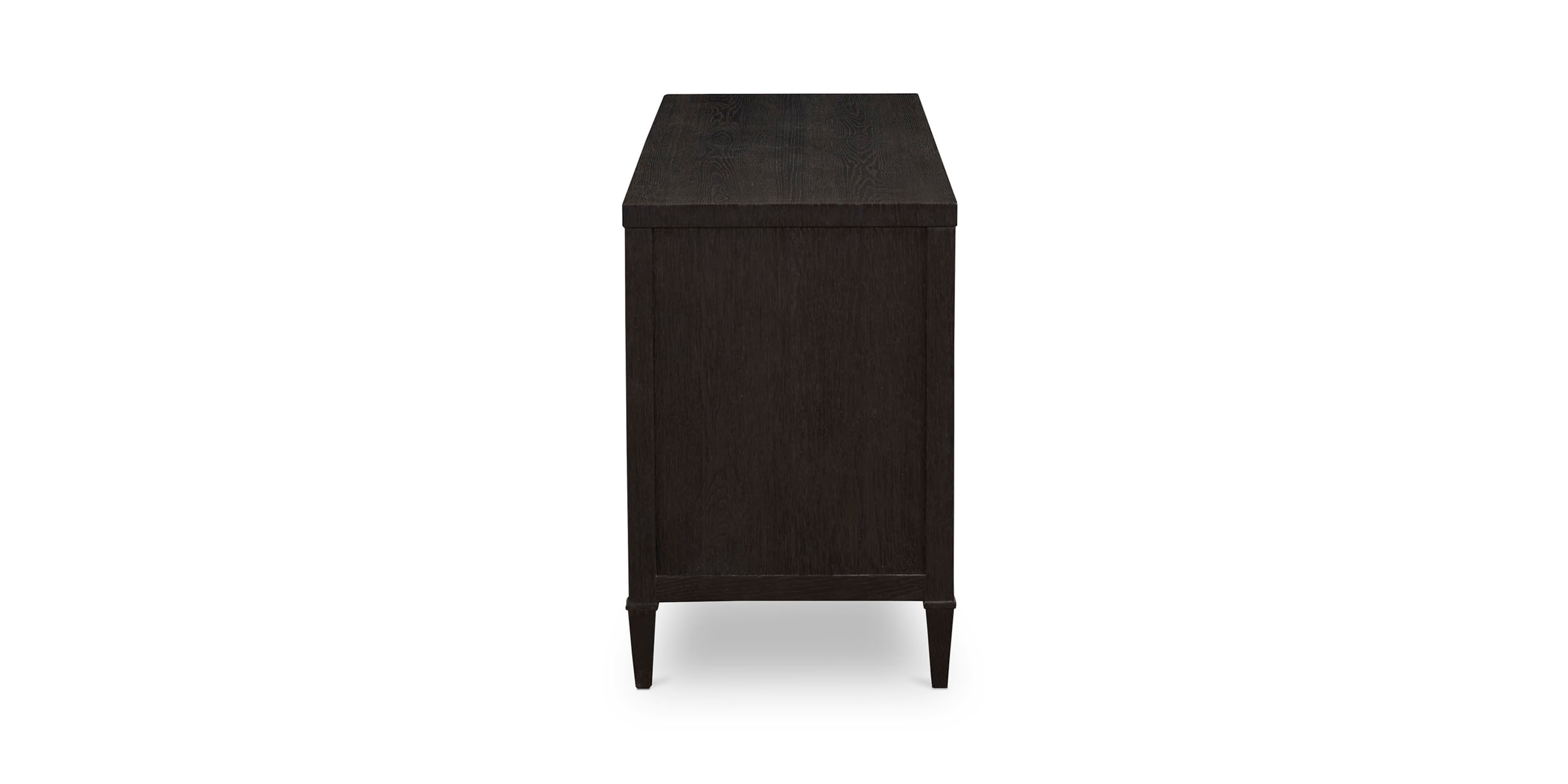 A dark brown, textured cabinet.