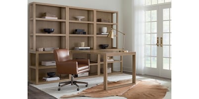 HomeWork Office Desk and 3 Wide Bookshelf Set