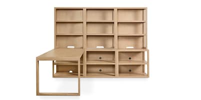HomeWork Office Desk and 3 Wide Bookshelf Set